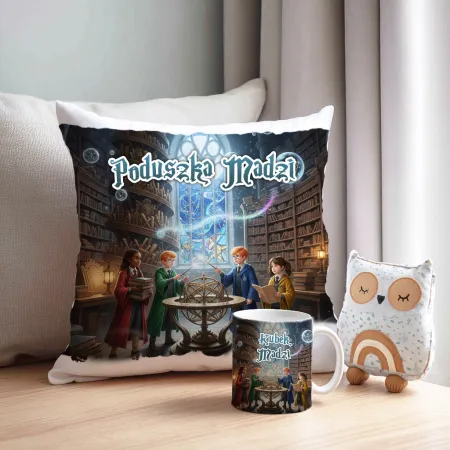 Magiczny zestaw prezentowy Poduszka i Kubek dla czarodzieja do szkoły magii
